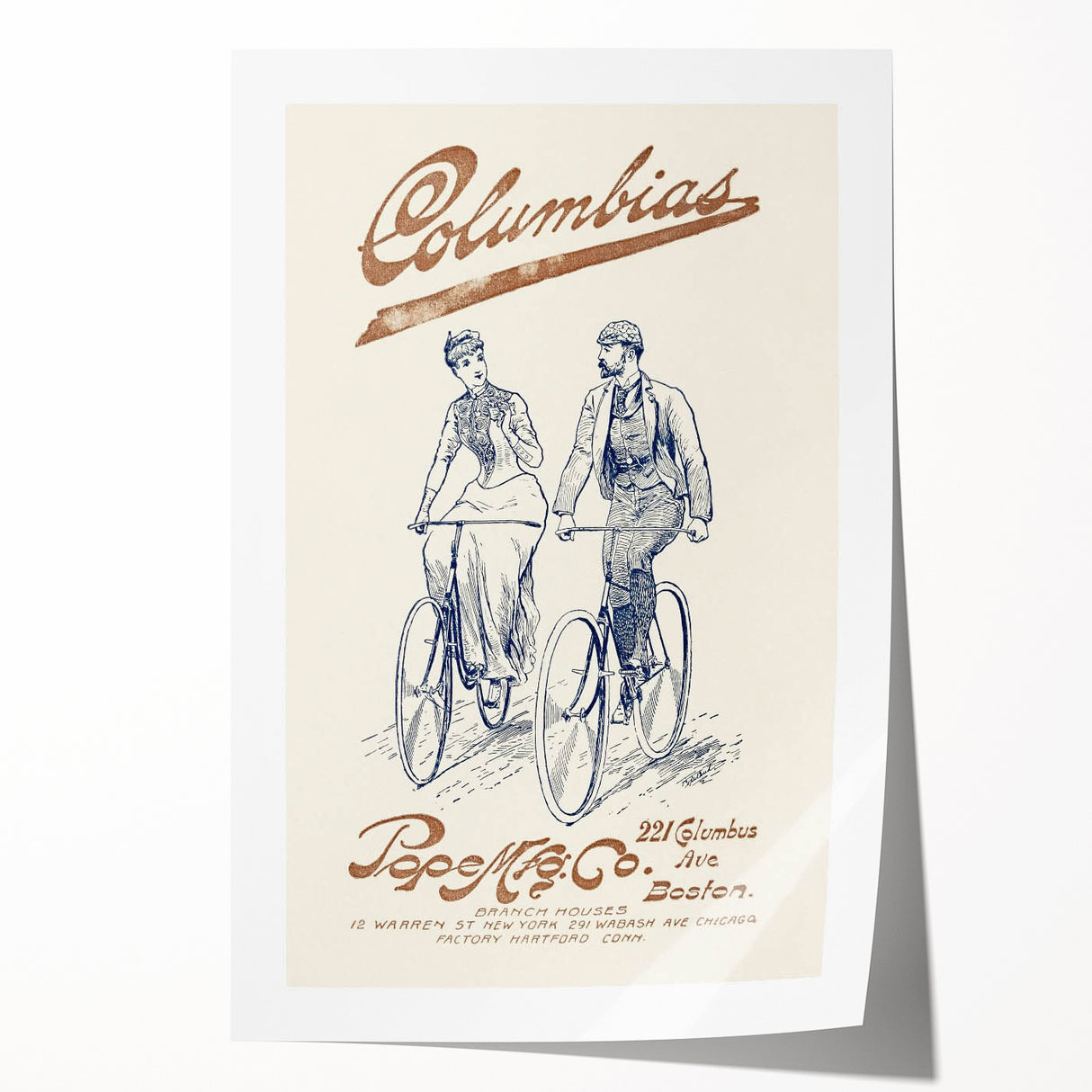 Vintage Travel Poster - Columbias Bicycle Wall Art
