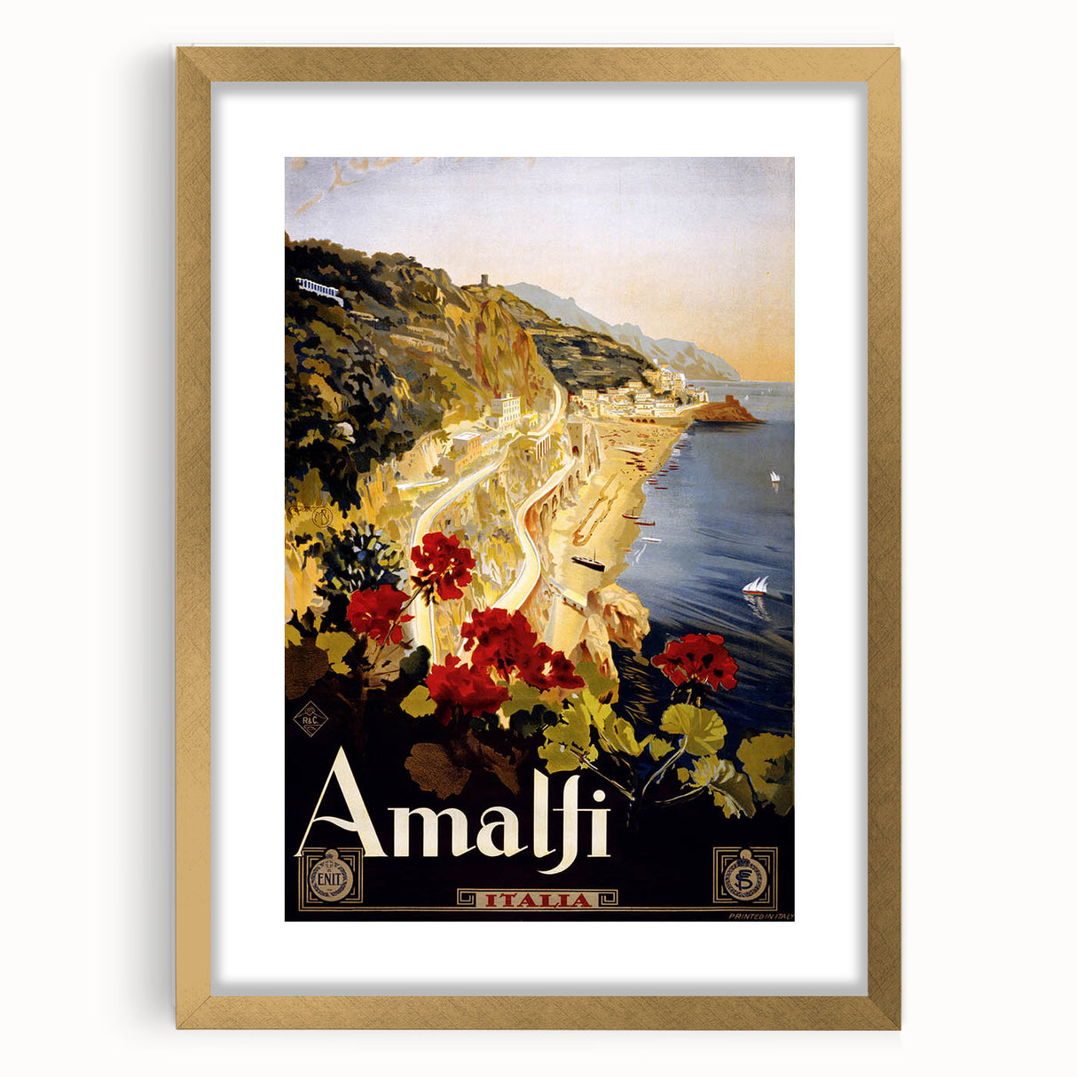 Vintage Travel Poster - Amalfi Coast Italy Wall Art