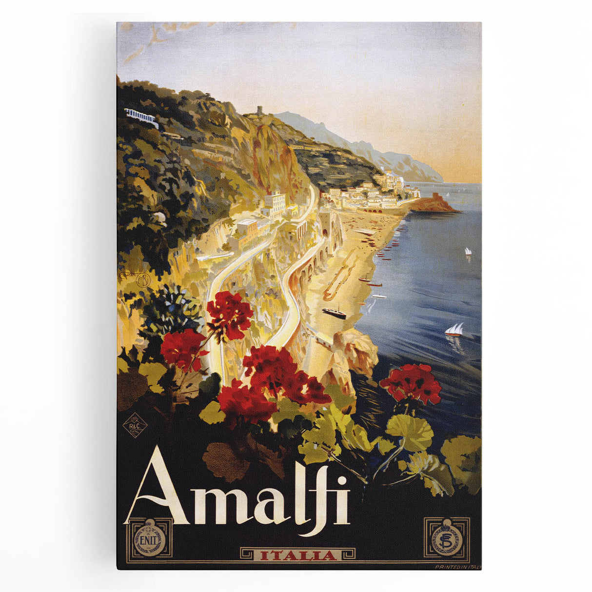 Vintage Travel Poster - Amalfi Coast Italy Wall Art