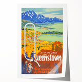 Vintage Travel Poster - Queenstown, New Zealand - Retro Travel Art