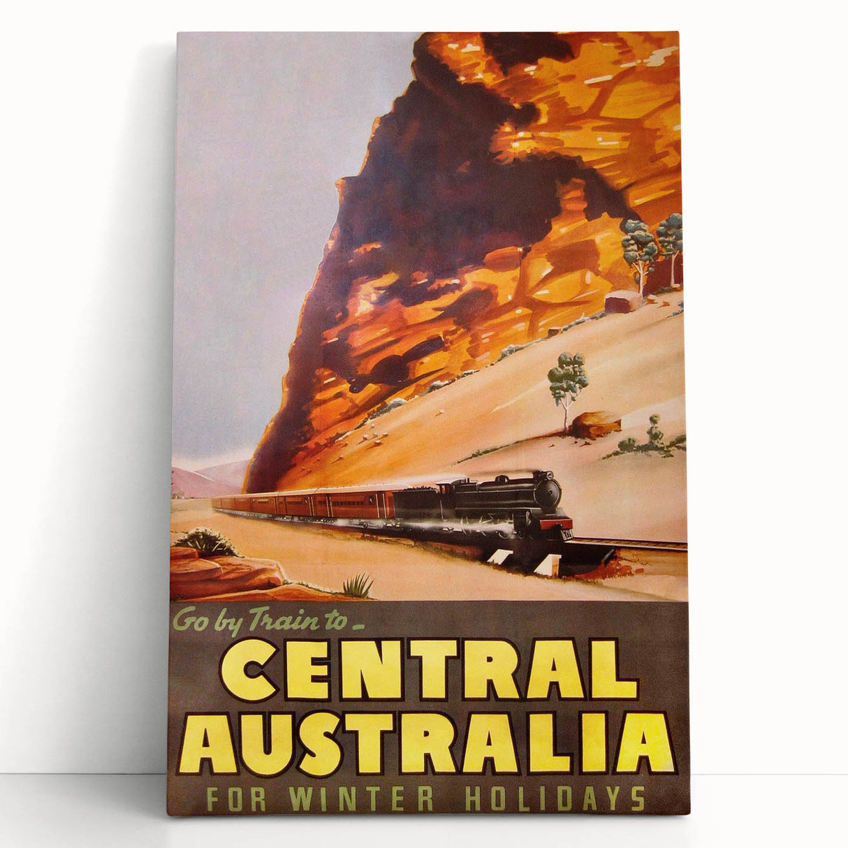 Vintage Travel Poster - Central Australia | Retro Train Art