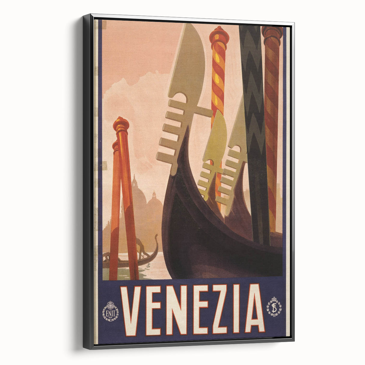 Vintage Travel Poster - Venice Italy | Retro Gondola Art