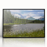 Framed black acrylic wall art featuring a vibrant wildflower design, ideal for modern home decor, showcasing intricate details and a striking visual appeal.