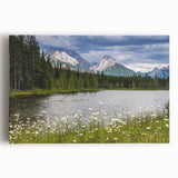 Stretched canvas wall art showcasing a vibrant wildflower design, featuring colorful blooms and detailed textures, perfect for home decor and nature-inspired aesthetics.