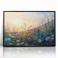 Framed wall art showcasing vibrant wildflower design in acrylic, with a sleek black frame, ideal for enhancing home decor and adding a touch of nature.