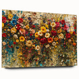 Acrylic wall art collection showcasing vibrant wildflower designs in a side view, pinned against a textured background, ideal for home decor enthusiasts.