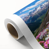 Rolled canvas showcasing a vibrant wildflower design in an artistic arrangement, perfect for home decor. The artwork features bright colors and intricate details, ideal for adding a touch of nature to any room. Packaged securely in a durable cardboard tube for safe delivery.